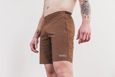 Nobull Stretch Woven 9" Men's Shorts Brown | Australia (PI6839)